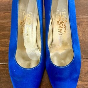 Salvatore Ferragamo Royal Blue Suede Pumps
